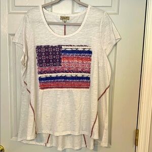 One World live and let liveWhite Tee with Flag Design 2x